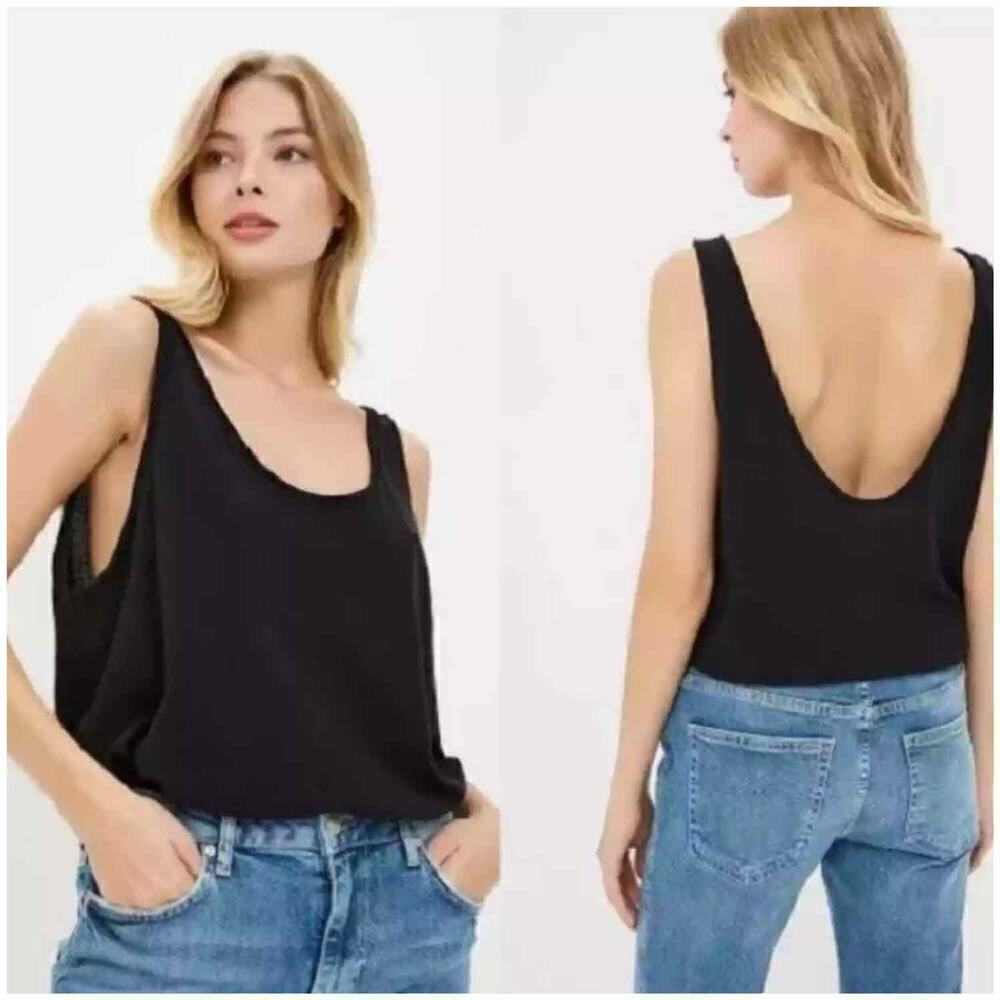 Free People Sydney Lace Snap Sleeveless Bodysuit Black Size Medium